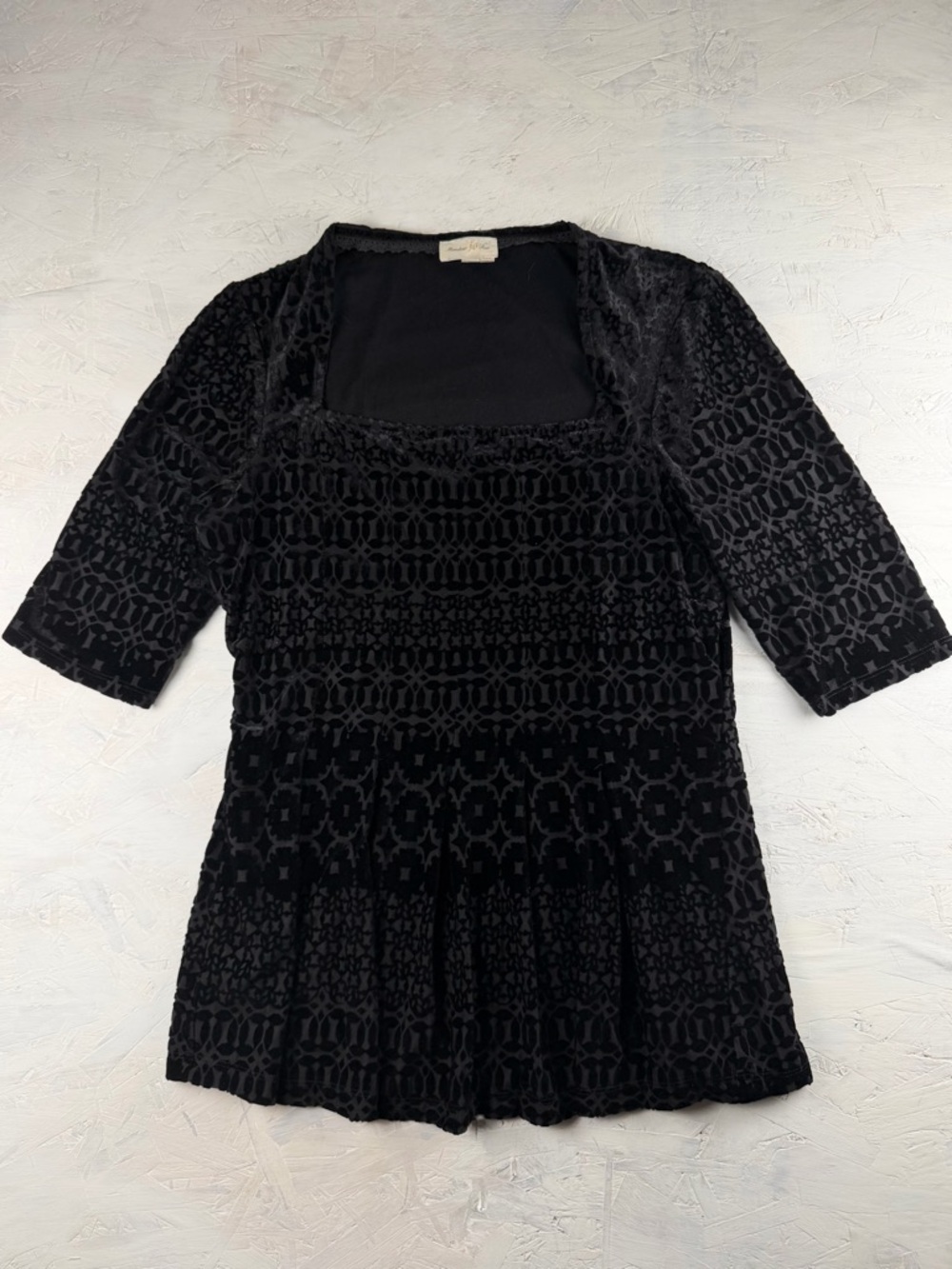 Meadow Rue (Anthropology) Gothcore Black Velvet Burnout Top Square Neck Medium